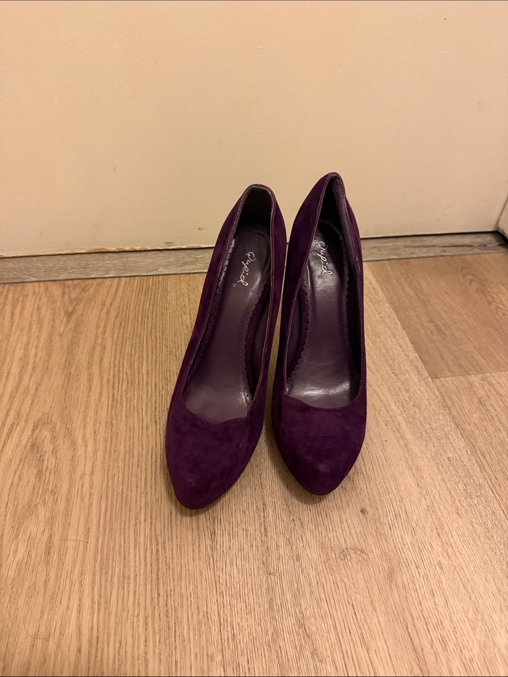 Qupid Plum Suede Pointed-Toe Pumps
